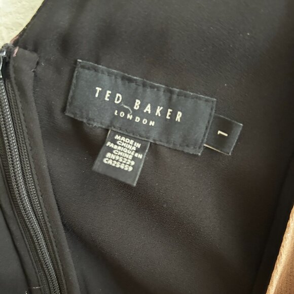 TED BAKER LONDON Jasmyna Metallic Purple/Black Ruffle Shimmer Top Medium - Picture 7 of 7